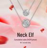 Korean 925 White Gold Clavicle Necklace with Diamond Ball Pendant