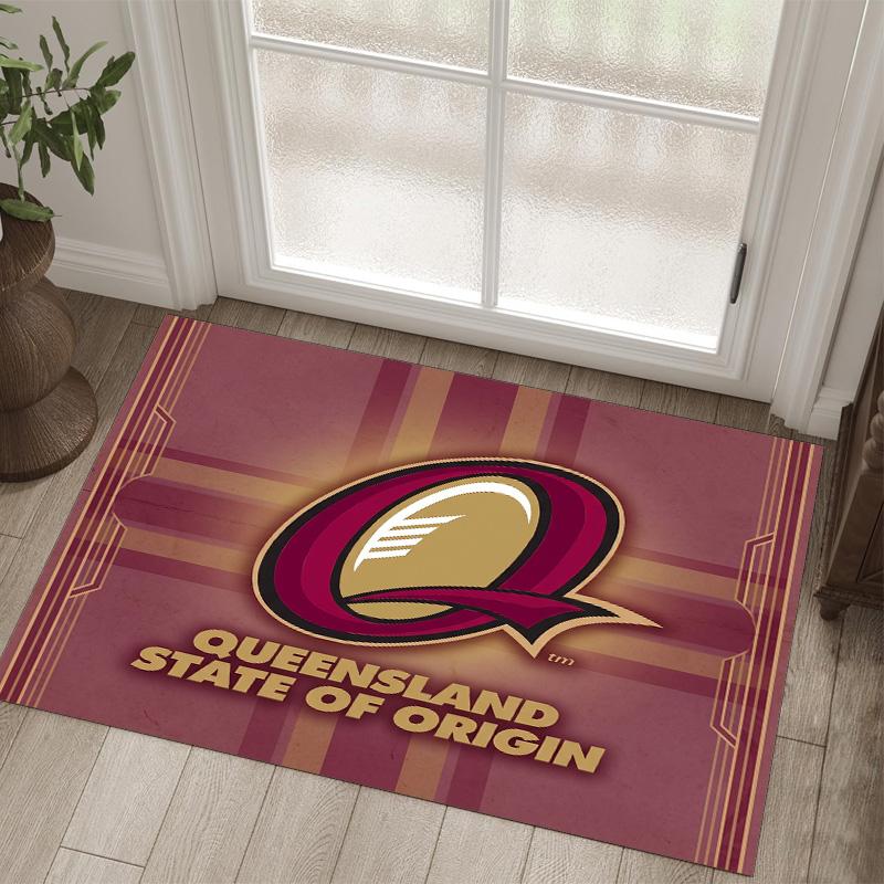 Queensland Maroons Design Crystal Velvet Carpet Cozy Non?Slip Printed Rug For Bedroom Living Room Entrance