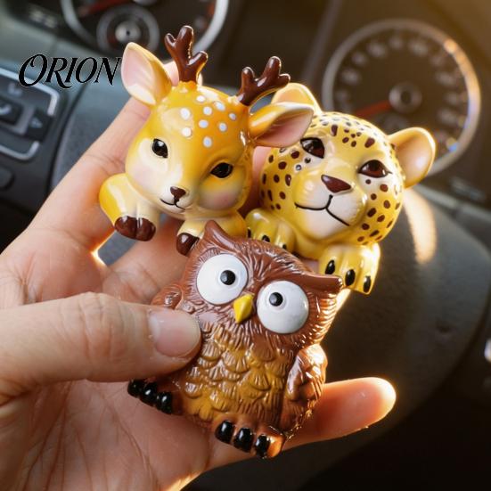 Car Accessories for Interior Aesthetic Cute Animal Vent Clip Air Freshener with Aroma Pad, Resin Lion Decoration Leopard Deer Owl Dashboard Ornament,