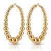 Exaggerated Metal CCB Round Ball Beads Hoop Earrings for Women Fashion Silver Color Large Circle Geometric Earrings Jewelry Gift