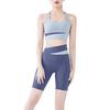 Workout Sets for Women 2 Piece Seamless U Neck Crop High Waist Shorts Color-Blocking Slimming Athletic Gym Yoga Outfits for Yoga Pilates Activewear