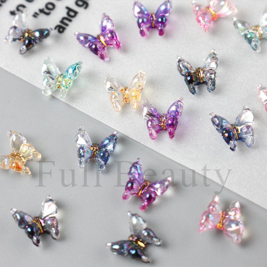 Nail Art Accessories Ins Summer Fairy Aurora Ice Transparent Butterfly Bag Three-dimensional Resin Nail Accessories