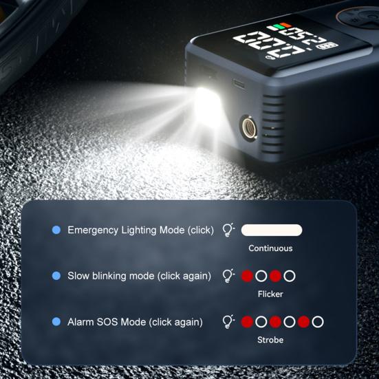 Bezprzewodowa pompka samochodowa z lampką, ładowana przez USB, przenośna pompka do pompowania do samochodu, roweru, piłki, elektryczna pompka do opon