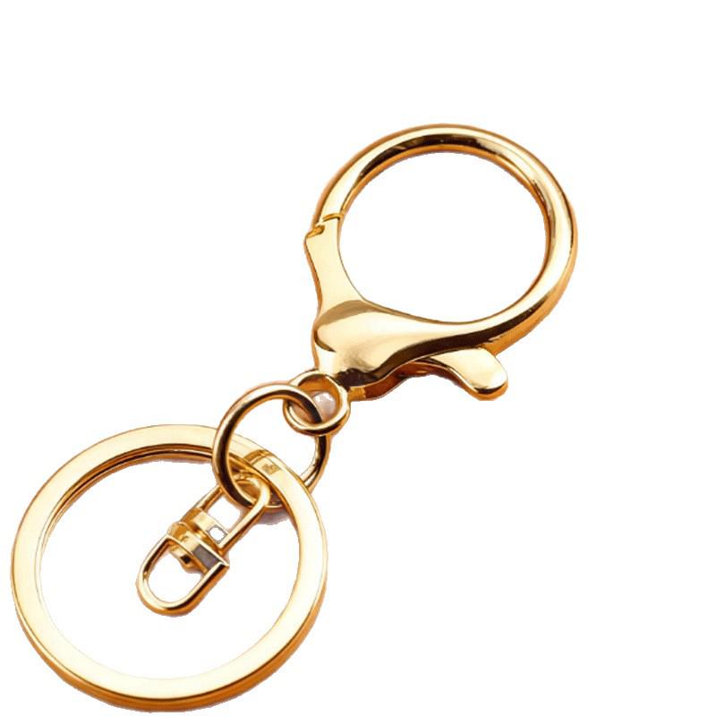 Three-piece set: round lobster clasp, four-section chain, DIY metal keychain hardware.