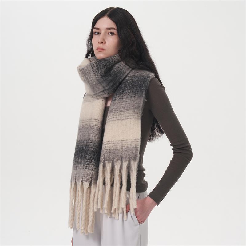 Cashmere Feeling Plaid Scarf Women Winter Thicken Warm Big Shawl Pashmina Tassel Scarves Soft Blanket Bandana Thick Muffler
