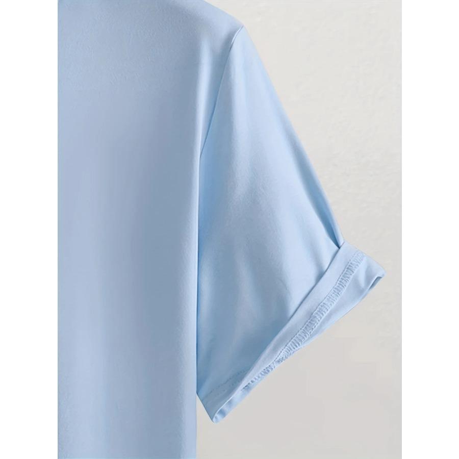 Pánské léto Neformální Volné Velikost 100% Bavlna Mountain Compass Vzor Tisk Tričko s kulatým výstřihem Krátký rukáv Top