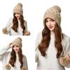 Winter Knitted Hat Big Head Cashmere Three Hair Ball Ear Protection Wool Hat for Women