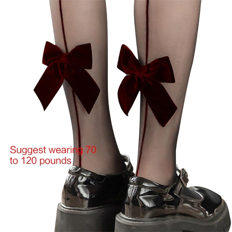 Summer Thin Sheer Bowknot Stockings for Women Sexy Shrimp Stockings Pantyhose 5D Control Top Pantyhose Tights
