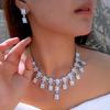 Bright Diamond Jewelry Necklace Earrings Bridal Wedding Dinner Jewelry Zircon Dress Accessory Set Chain
