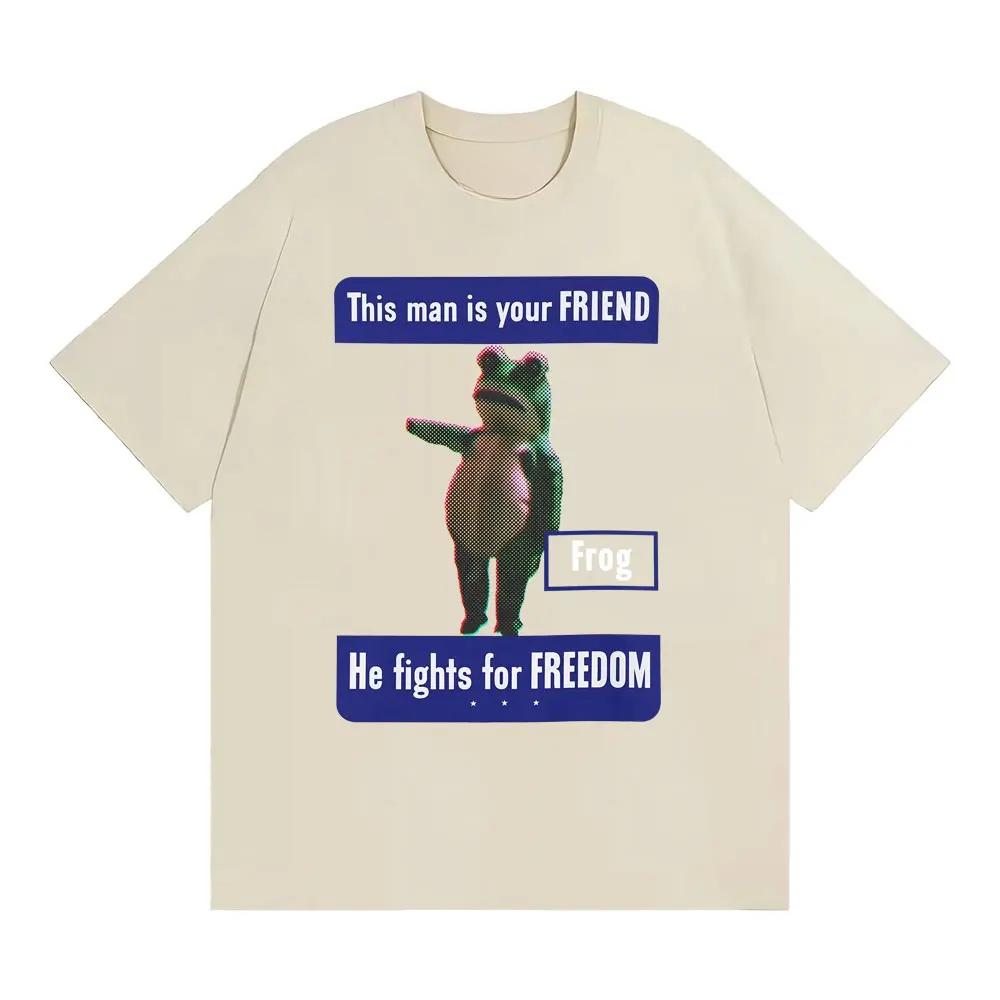 

This Unisex Is Your FRIEND Portland Frog AntiICE Tshirt Absurdist Protest Funny Meme Tshirts Unisex Women Summer Tops Loose T Shirt S