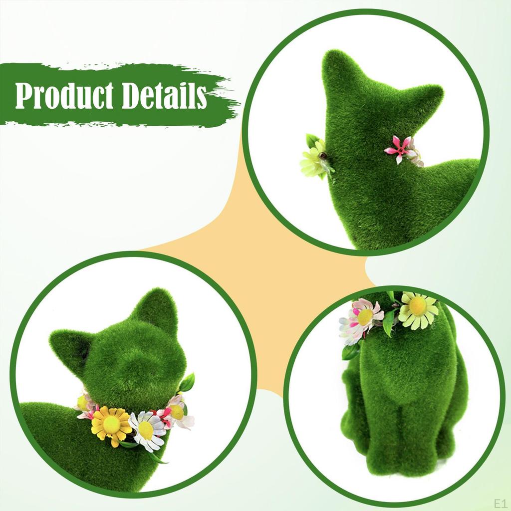 Flocking Cat Resin Statue,Miniature Kitten Figurine Animal Figure Kitty Sculpture for Business