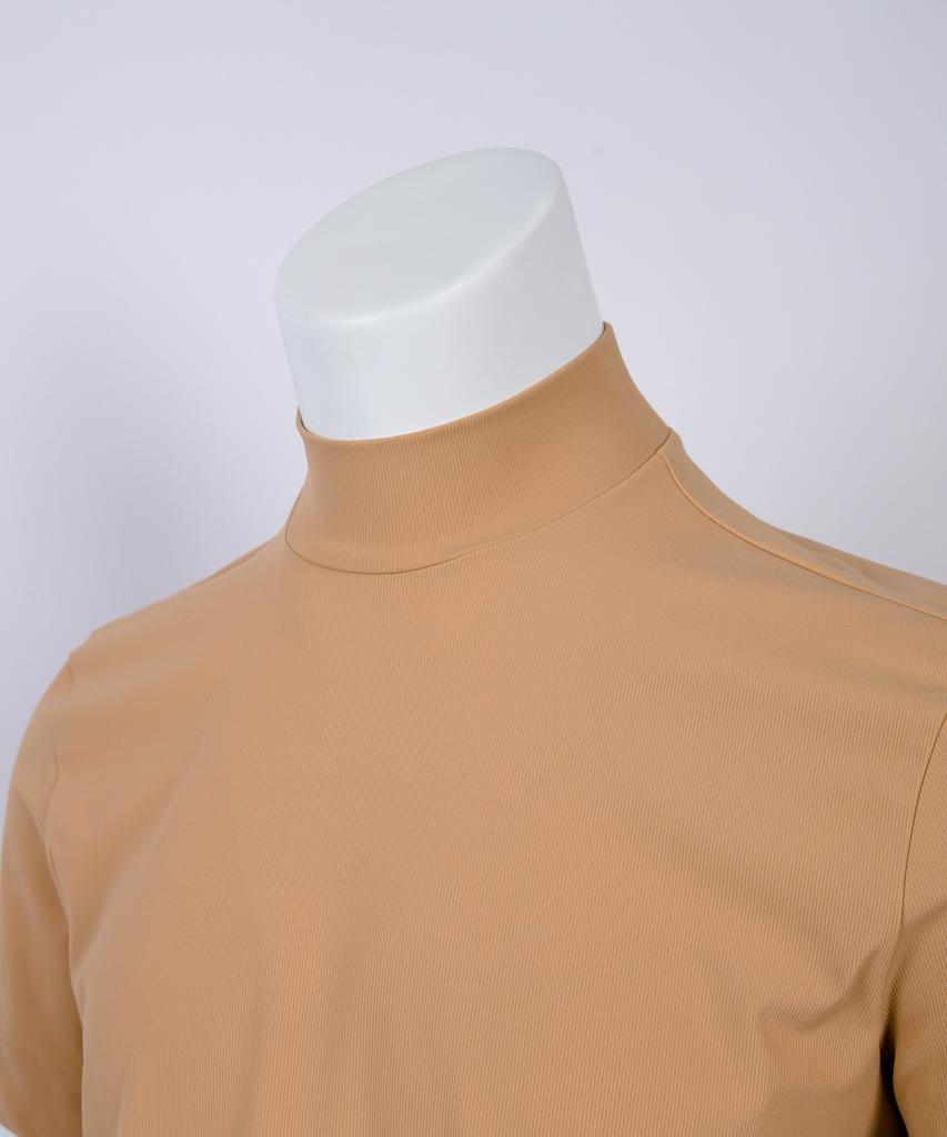 CREVE9 Mock Neck Logo Point Short Sleeve T-Shirt Bg