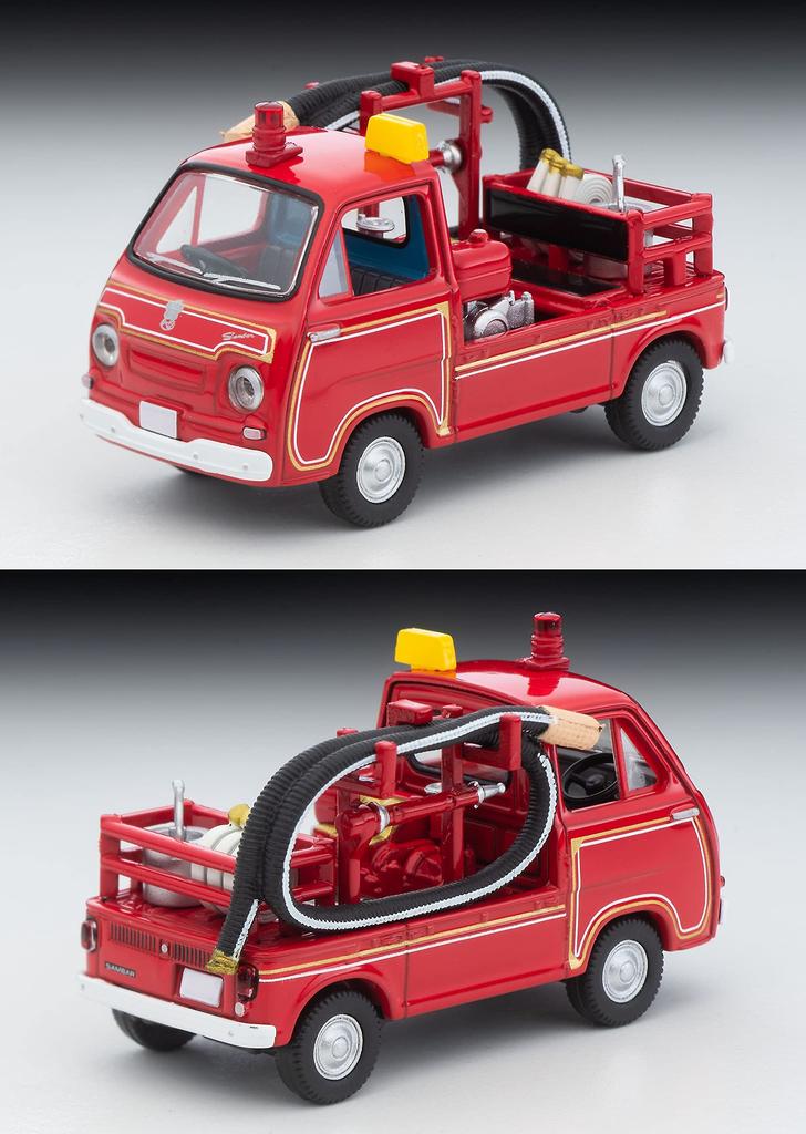 Tomikarama Vintage 164 LV-68c Subaru Sambar Pump Fire Engine Completed Product Diecast Mini Car + ABSPVC DollAccessories Set
