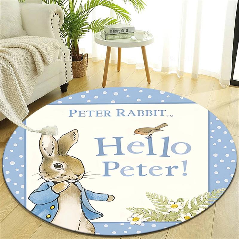 1pc Peter Rabbit1 Design Printed Area Round Carpet for Bedroom Living Room Home Decor Rugs Mat Non Slip Mat Rug for Bedside