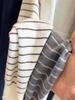 Women's 2025 Spring/Autumn Striped Knitwear Set: Round Neck, Short, Loose-Fit Sweater & Base Shirt.