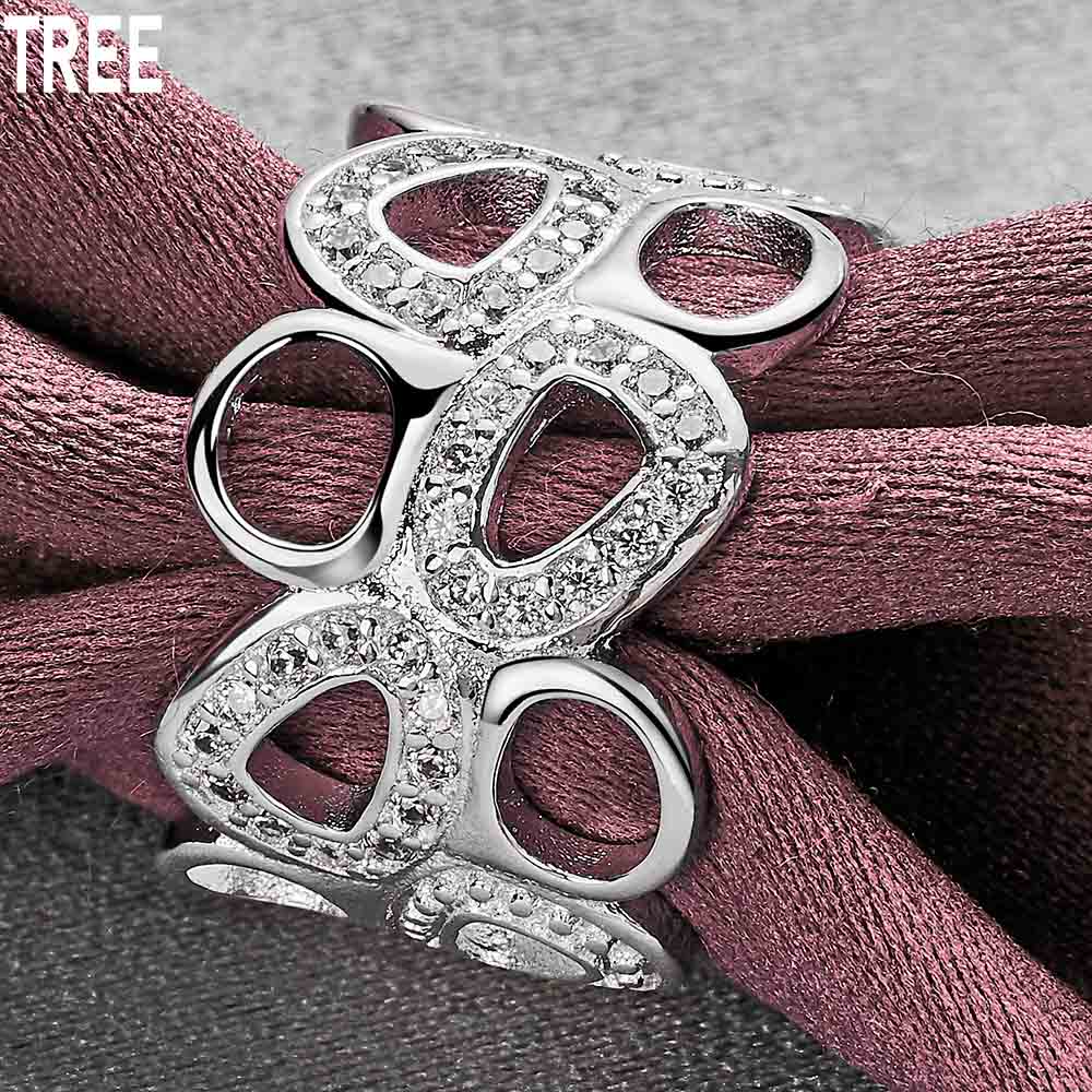 925 Sterling Silber AAA Zirkon Herz Exquisite Charme Mode Ring Schmuck