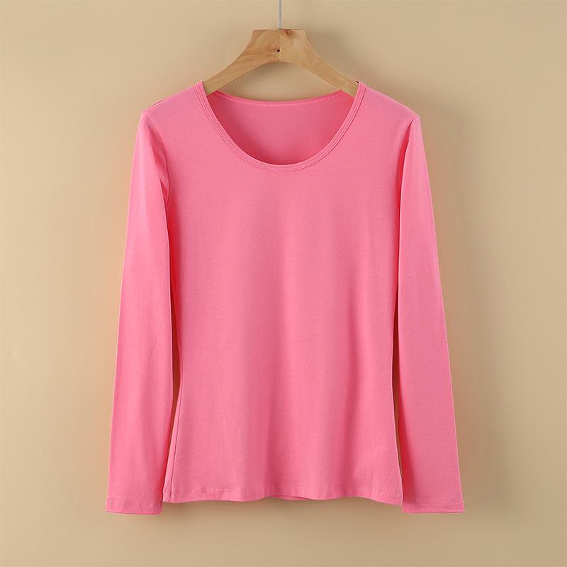 Women's Pure Cotton Long-Sleeve Thermal Sweater - Round Neck, Autumn/Winter Warm Top