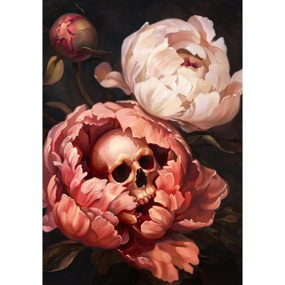 Surreal Skull Flower Gothic Posters Botanical Floral Eyeball Rose Vampire Prints Canvas Painting Wall Pictures Home Room Decor