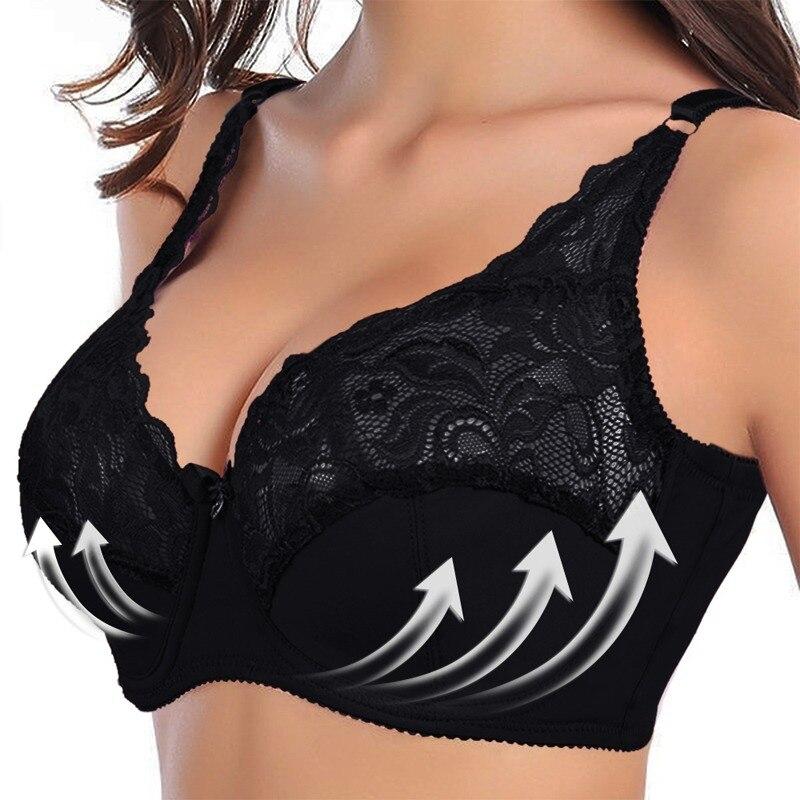 Sexy Sports C D Cup Big Size Women Bra Solid Lace Hollow Out Underwear Sexy Ultrathin Transparent Brassiere