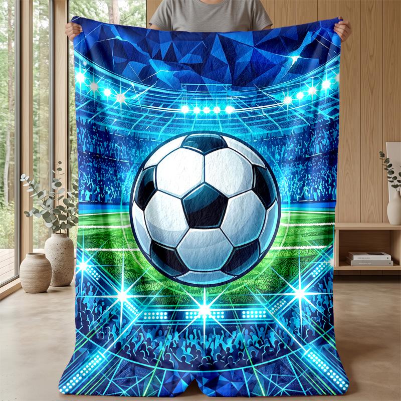 Soccer Ball in Stadium Theme blanket Lightweight Warm Flannel Blanket Decorative Throw Blanket for Home Decoration