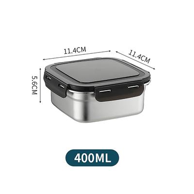 Récipient Alimentaire en Acier Inoxydable Boîte Fraîcheur Couvercle Hermétique Boîte de Conservation Préparation de Repas Stockage Réfrigérateur Cuisine Set Bol Rond Carré