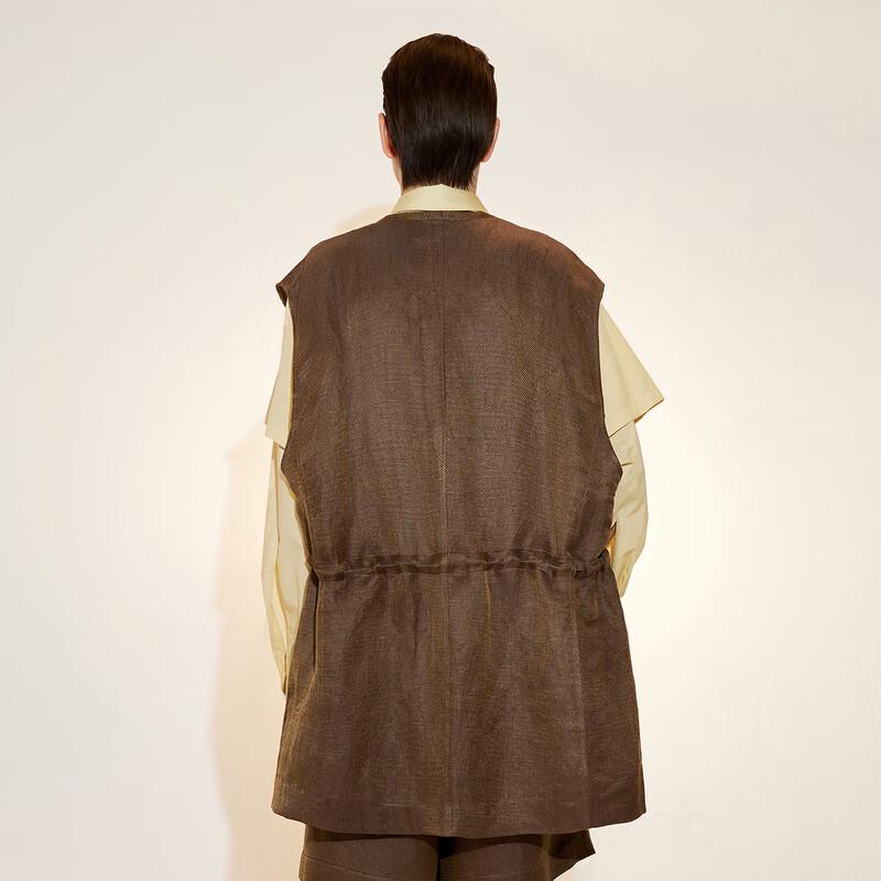 LESS Women's Loose V-Neck Sleeveless Linen Silk Vest