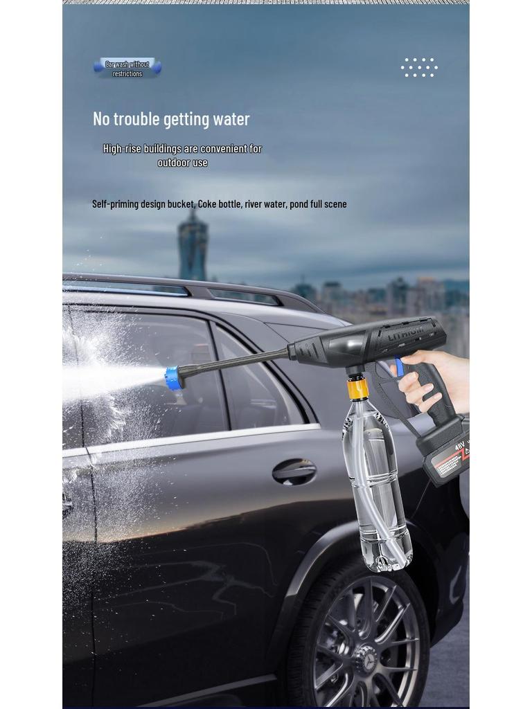 Portable High-Pressure Wireless Car Wash with Lithium Battery