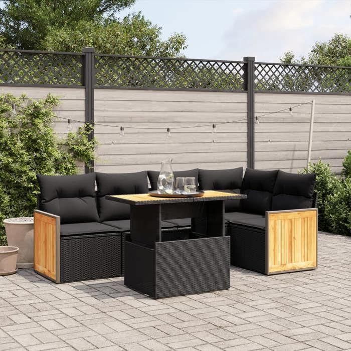VidaXL Garden Lounge Set with Cushions 6 Pcs, Patio Sofas, Patio Furniture Set, Outdoor Furniture, Black 3273946