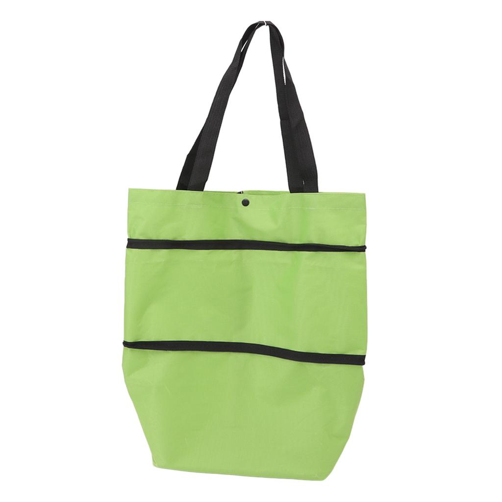 Einkaufswagen Faltbare Tasche Große Kapazität Reißverschluss Design Oxford Tuch mit Rad für Camping Grün