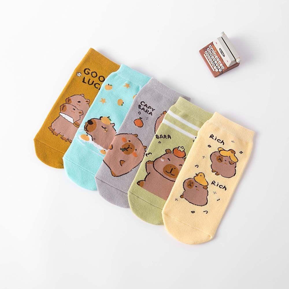 Anime Capybara Socks Letter Socks for Women Novelty Short Ankle Socks  Daily