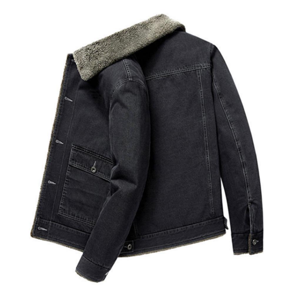 Nuevas Chaquetas de Mezclilla Cálidas de Invierno para Hombre con Forro Polar Bolsillos Grandes Chaquetas de Mezclilla Cargo Alta Calidad Masculino Azul Claro Slim Abrigos de Mezclilla Talla 4X