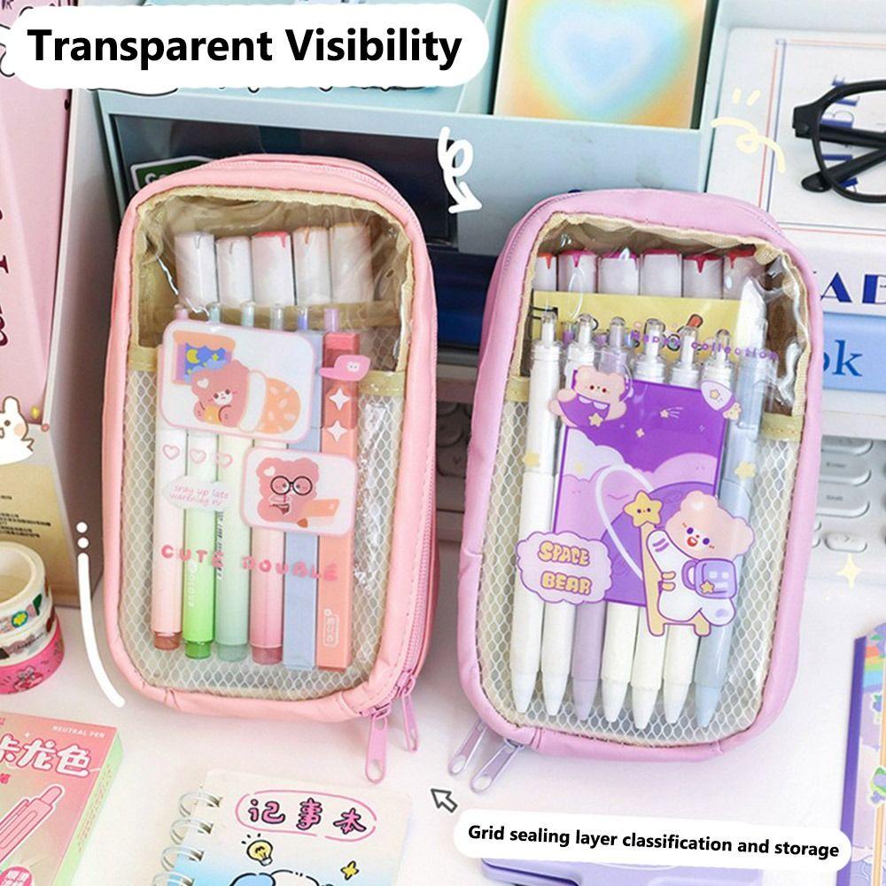 Multilayer Pencil Case Large Capacity Pen Box Cartoon Pen Bag  School Office