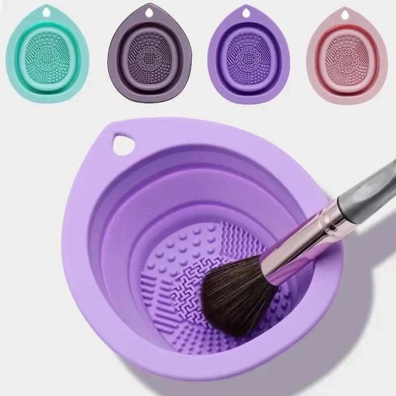 Silicone Makeup Brush Cleaner Foldable Powder Puff Cleaning Bowl Eyeshadow Brushes Washing Soft Mat Beauty Tools Scrubber Box