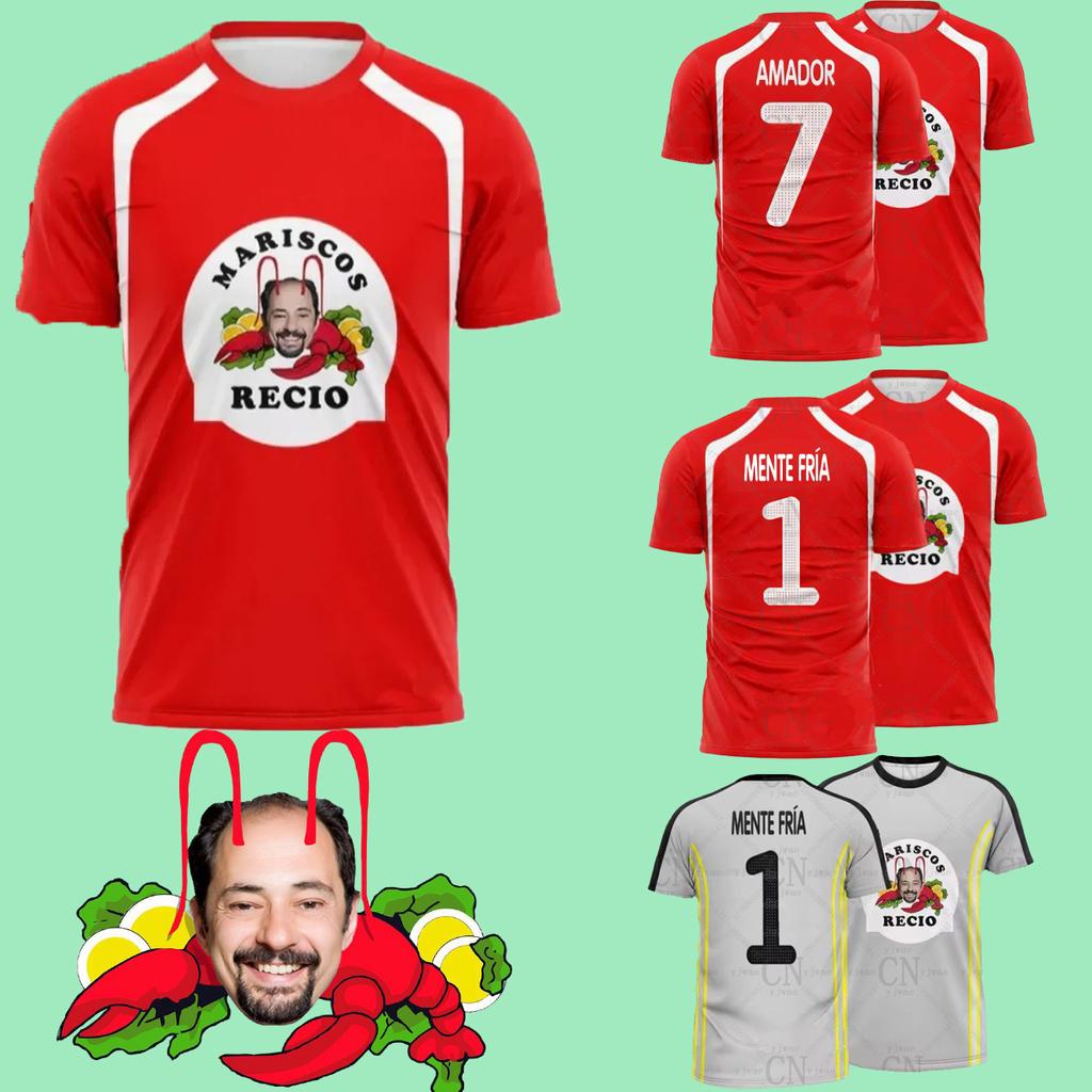 Amador 7 Maglie da Calcio Frutti di Mare Gamberetti Recio Stampa Grafica 3D T-shirt Asciugatura Rapida Abbigliamento Sportivo Estivo T-shirt per Bambini e Adulti