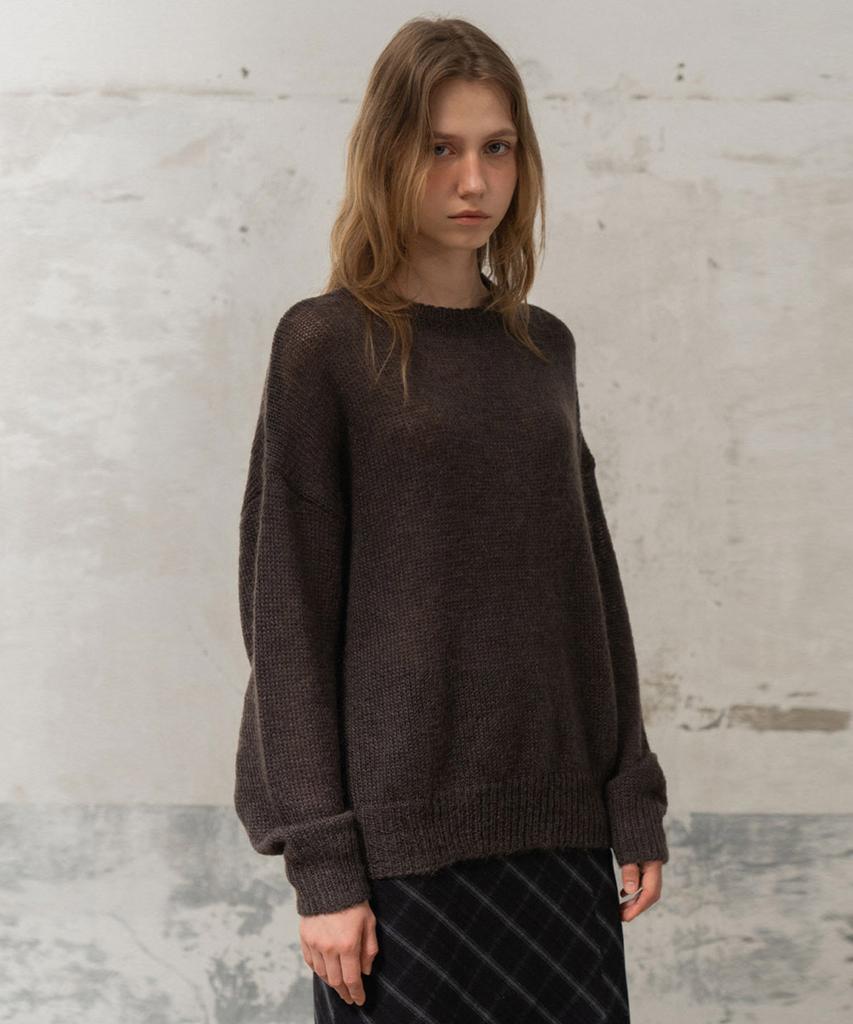 Mosyupamosyu Mohair Wool Round Knit [Charcoal]