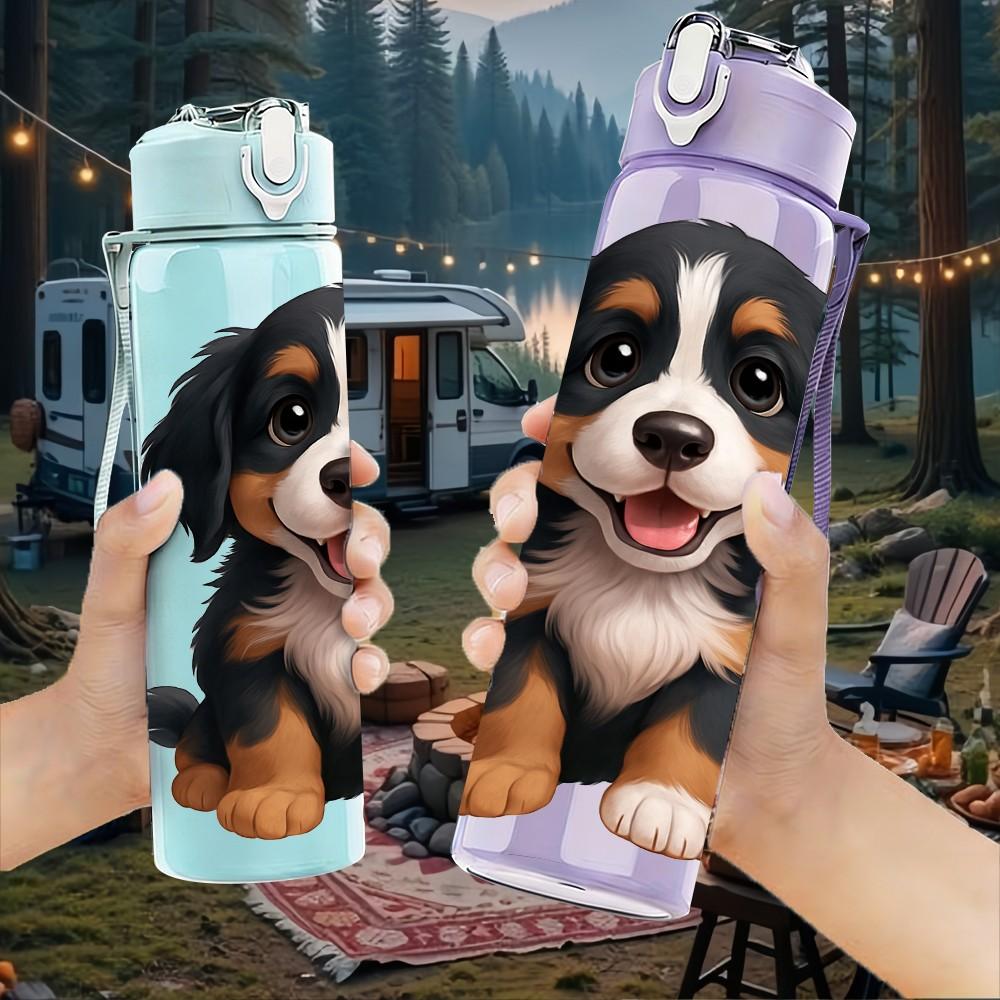 1PC Bernese Mountain Dog Pet Print 750ml Color Plastic Sports Water Bottle Leakproof Flip Straw Lid Suitable for Sports Office Home Use