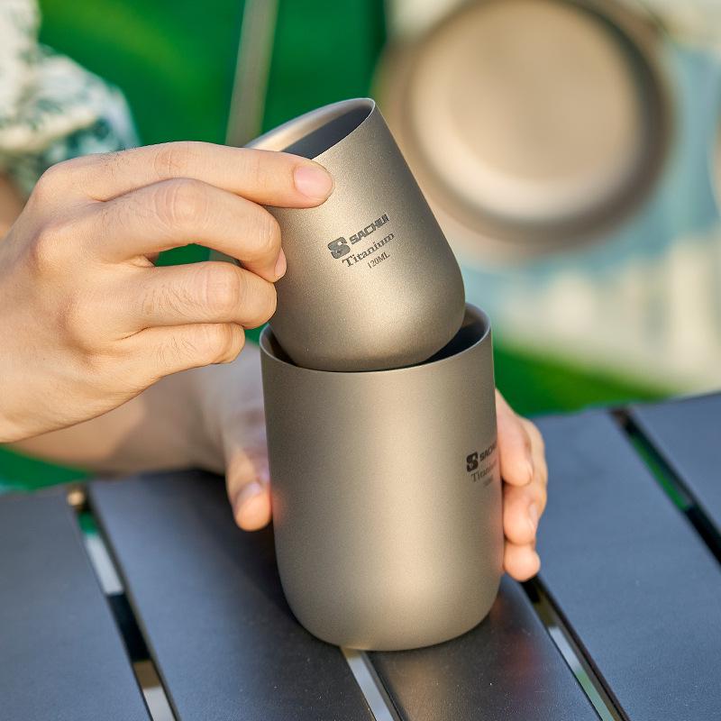 Ultralight Double-Layer Titanium Cup for Camping and Office