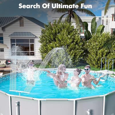 Fântână pentru piscină cu pulverizare dublă, Fântâni cu apă pentru piscine supraterane și încastrate, Fântână sprinkler-cascadă reglabilă 2-în-1 pentru piscină