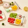 New Plastic Food Plate With Handle Reusable Food Serving Platter Cute Divided Dinner Plate Dish Kitchen Tableware