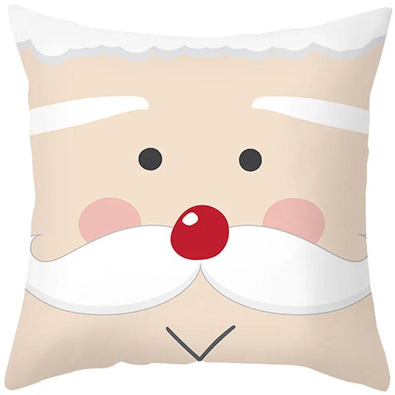 Merry Christmas Cushion Cover Santa Claus Elk Pillow Cover Living Room Sofa Home Room Decorations