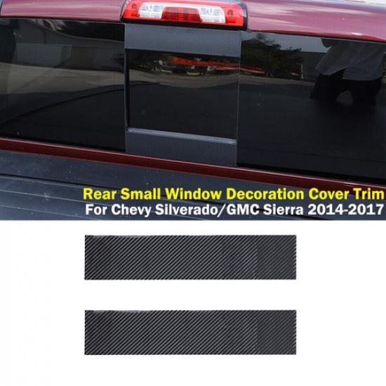 For Chevrolet Silverado 2014-2017 Carbon Fiber Rear Window Cover Trim Sticker