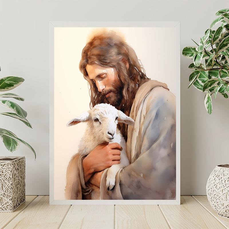 Ježíš Akvarelový Portrét Náboženský Spasitel Malba Plakátové Tisky Tisk na Plátno Křesťanské Nástěnné Umění Obrázek pro Pokoj Domácí Dekorace
