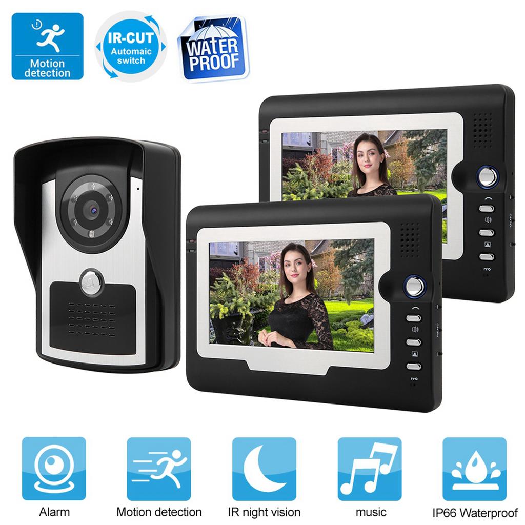 7" LCD Video Door Phone Wired Intercom Doorbell Kit Home Entry System 1V2 SY810