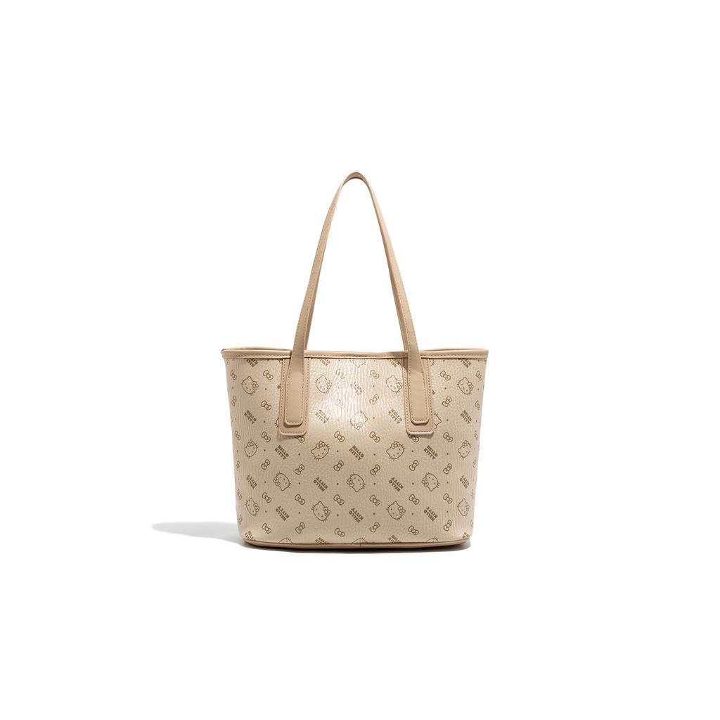 Nová PU taška Sanrio Hello Kitty, nákupní taška, taška přes rameno, běžná dámská, růžová/barva mléčného čaje/hnědá SHHF41495-1