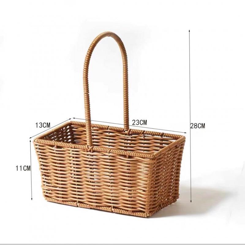 Pastoral-Style Handwoven Rattan Flower Basket - Small Decorative Green Plant Basket