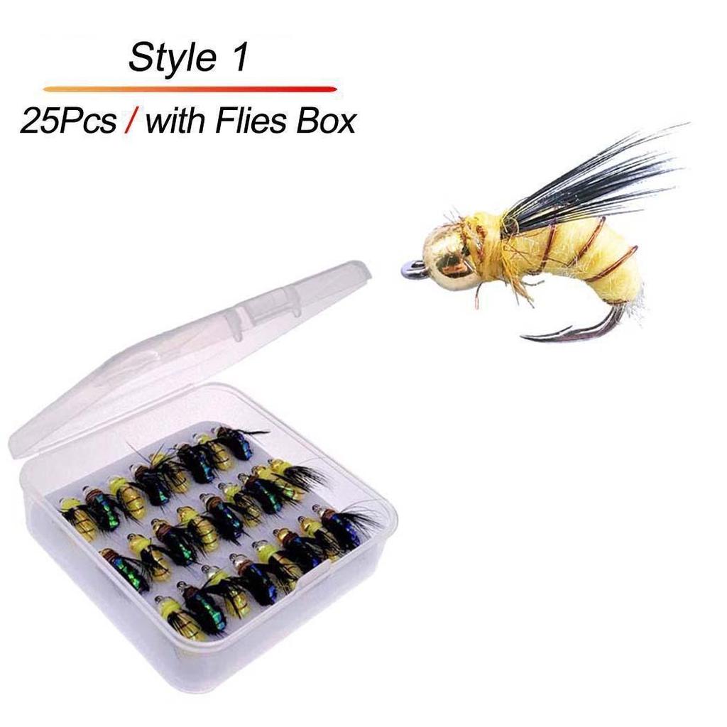 5/10/25 Teile/schachtel Perle Kopf Schnell Sinkende Nymphe Scud Fly Bug Wurm Forelle Angeln Fliegen/käfer Fliegen Künstliche Insekt Angeln Köder Locken