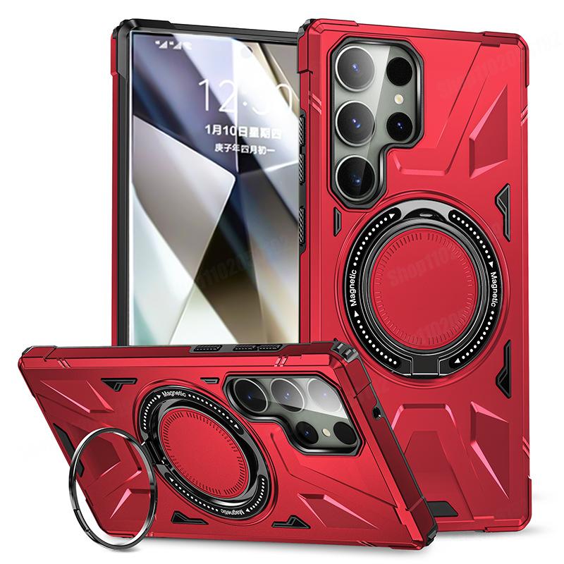 

For Magsafe Shockproof Armor Case For Samsung S24 Ultra S23 Plus A55 A35 A15 A25 A54 A34 A14 A53 Ring Stand Magnetic Phone Cover S24 Ultra