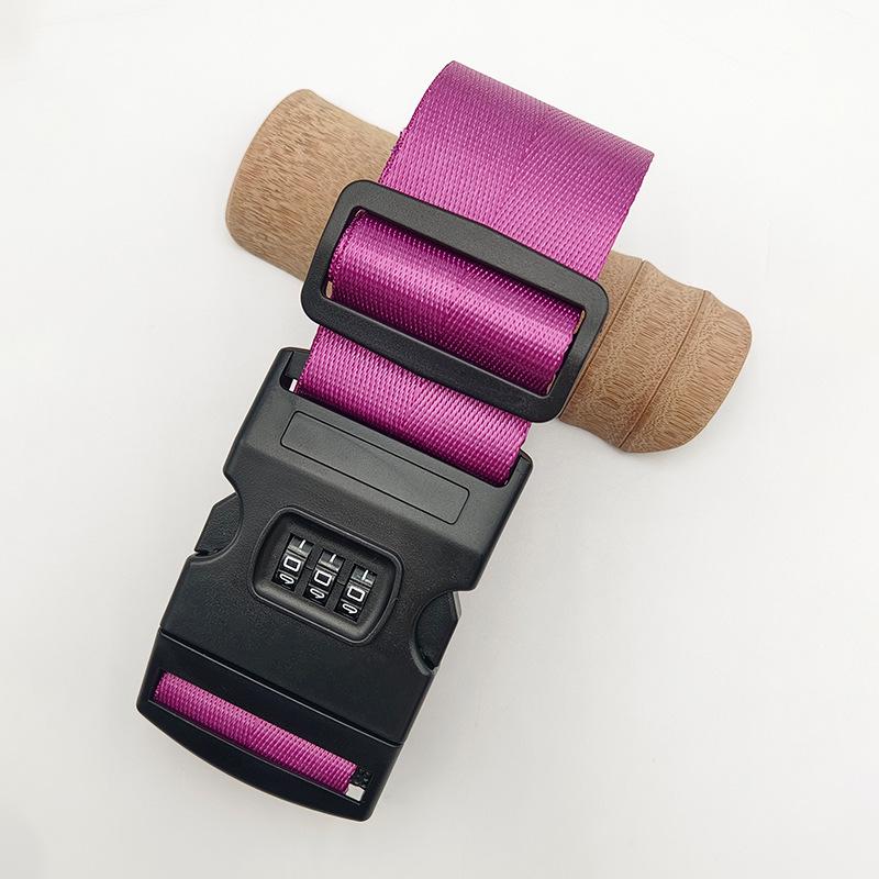 Solid Color Nylon Luggage Strap with Herringbone Pattern, Password Lock, and One-Word Handle