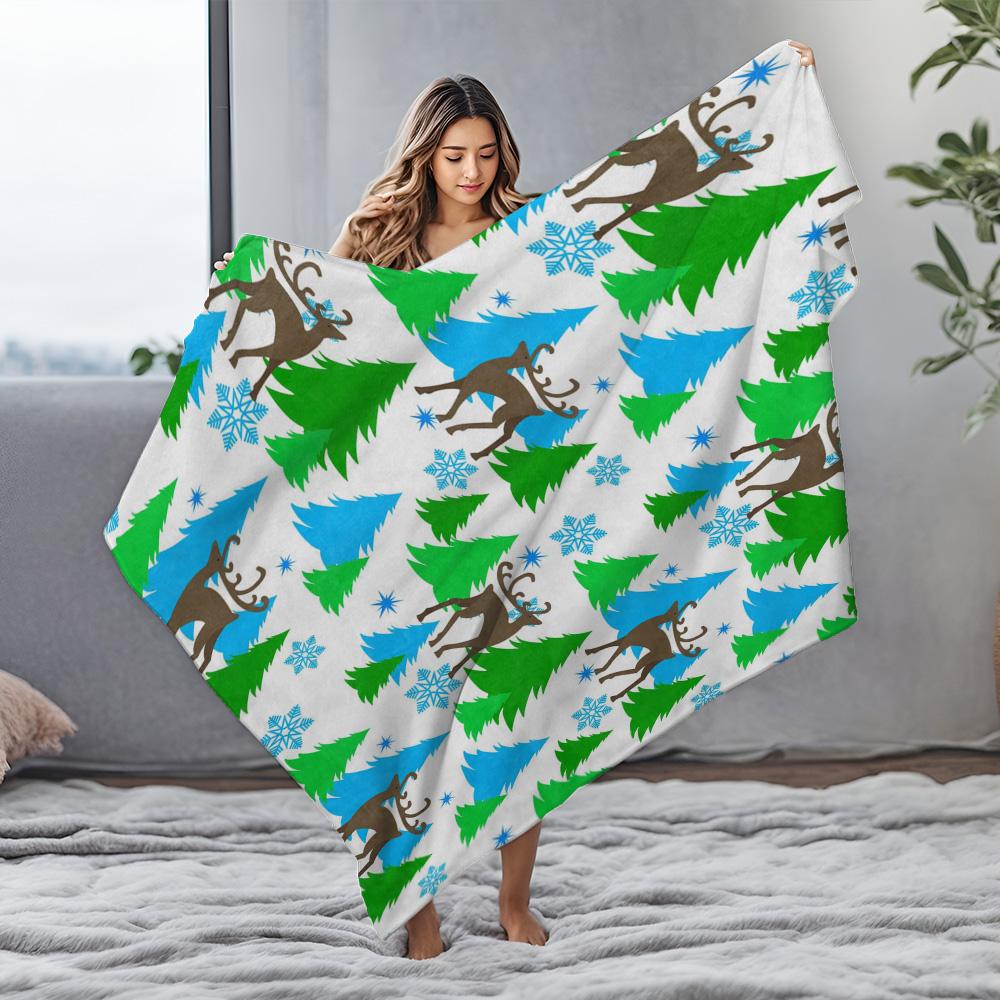 Cozy Deer Throw Blanket Forest Animal Winter Warm Bedspread Sofa Cover Home Decor Gift Holiday Festive Decor
