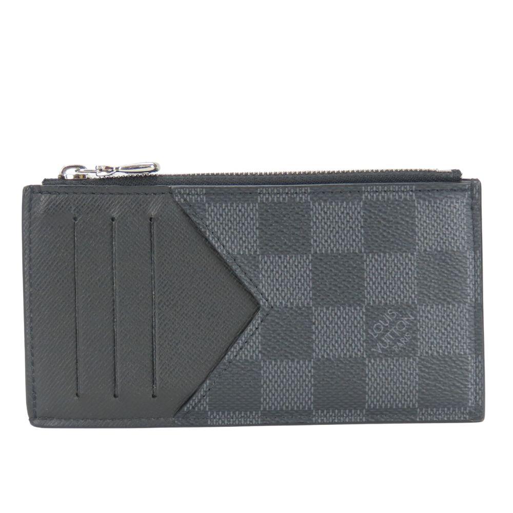 Used LOUIS VUITTON Card Case Coin / Card Holder N64038 Damier Grafitte Black Gray Compact